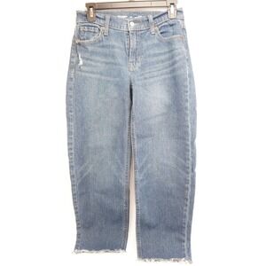 Old Navy Womens Jeans Boyfriend Loose Mid Rise Distressed Raw Hem Size 00